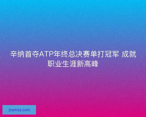 辛纳首夺ATP年终总决赛单打冠军 成就职业生涯新高峰