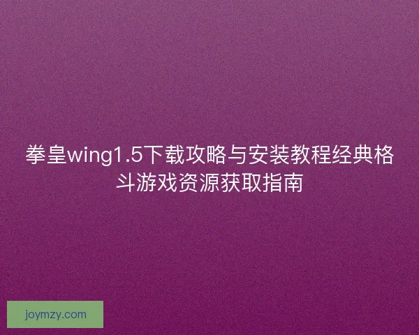拳皇wing1.5下载攻略与安装教程经典格斗游戏资源获取指南